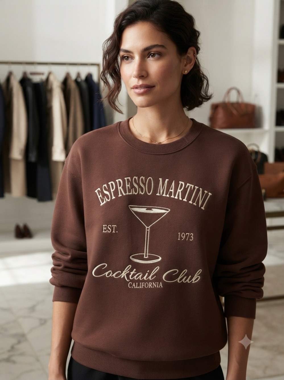Sunday Chocolate Brown Espresso Martini Crewneck Sweatshirt